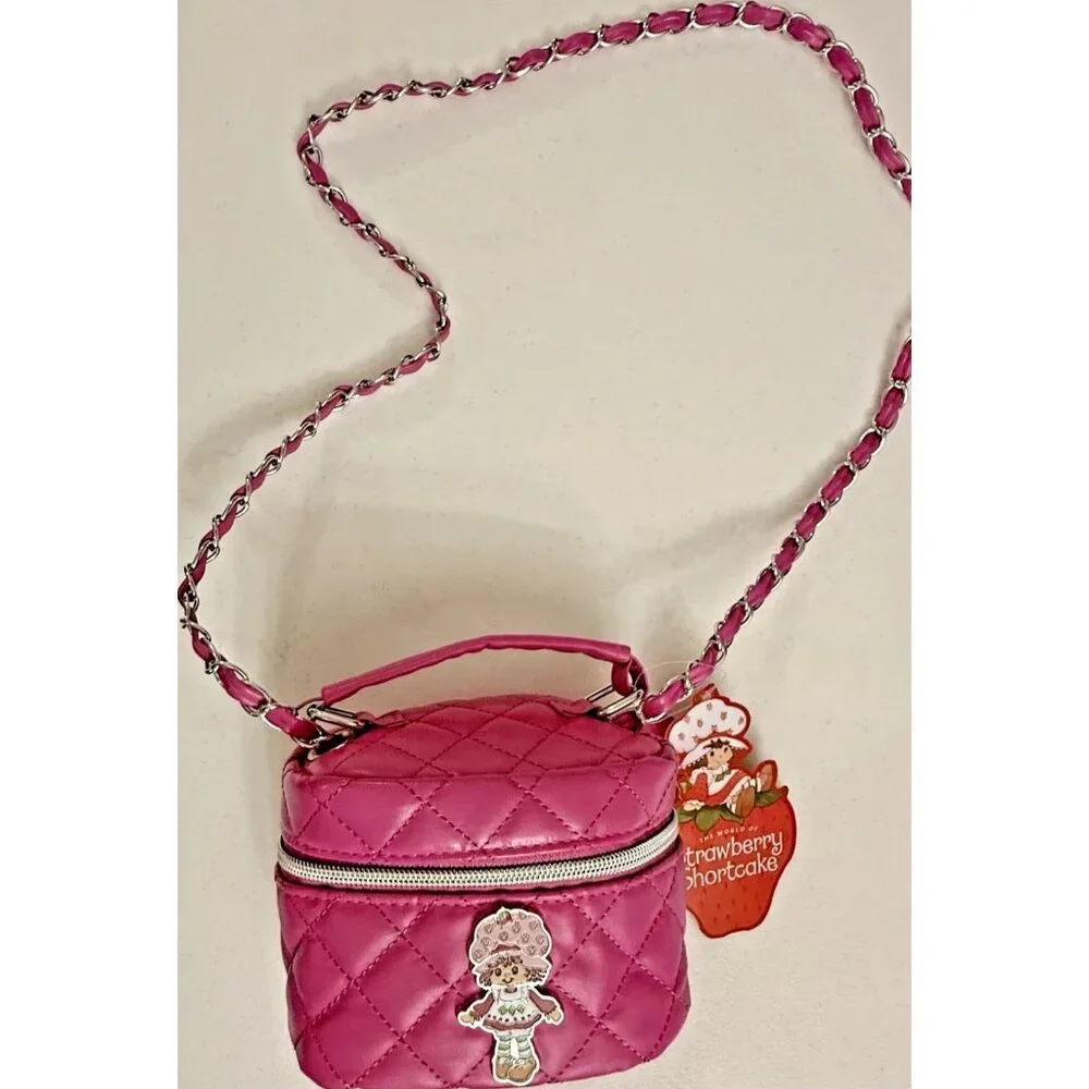 Strawberry Shortcake Girls Mini Quilted Faux Leather Crossbody Bag Pink NEW